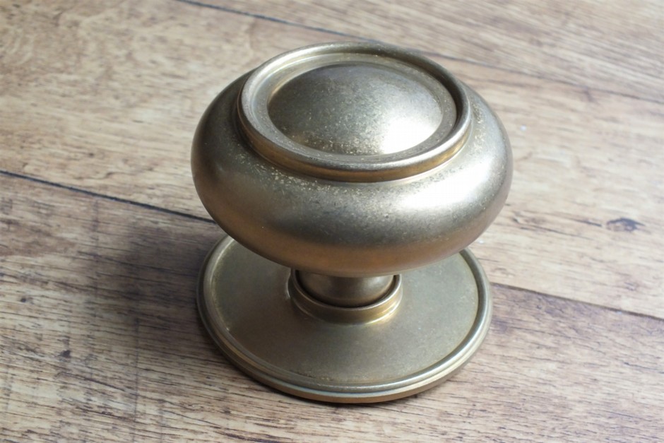 Aged Brass Centre Door Knob, Brass Door Pull