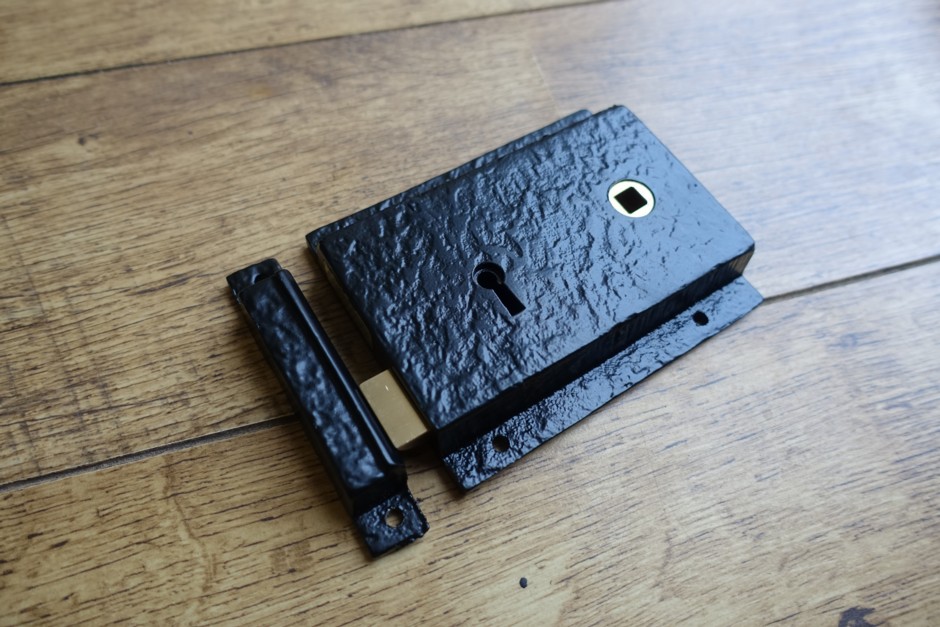 Antique Black Iron Rim Lock