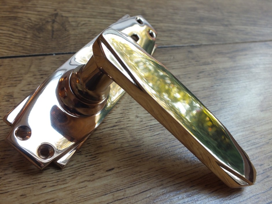 Polished Bronze Art Deco Door Handle