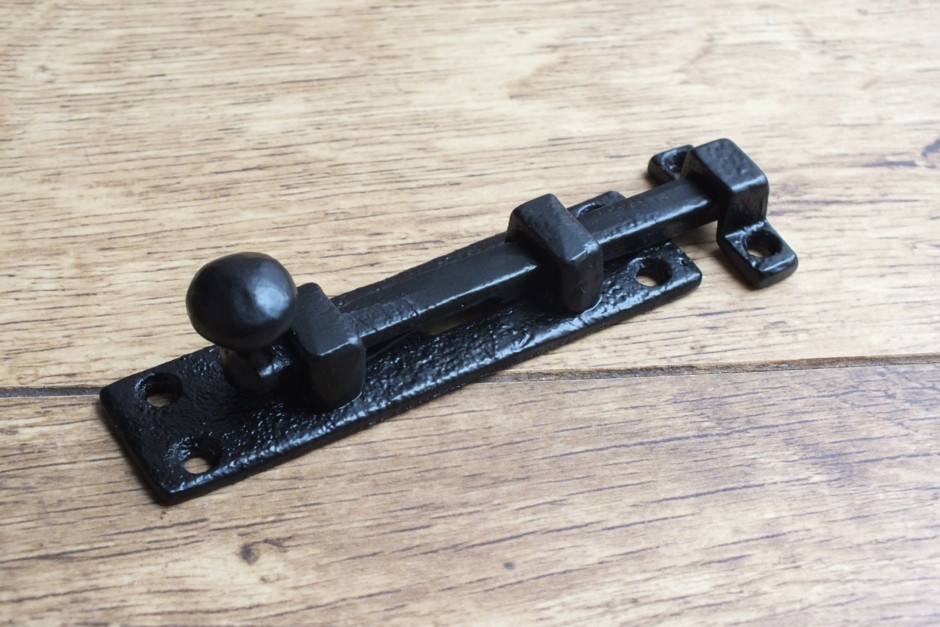Wrought Iron Door Bolts, Antique Black Bolt
