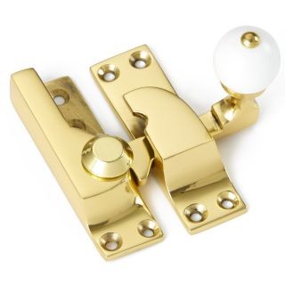 Large Straight Arm Sash Fastener with White Knob