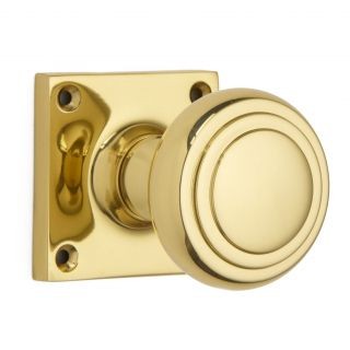 Stepped Cushion Door Knob on Square Rose