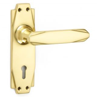 Art Deco Lever on Plate Door Handle