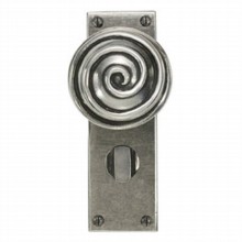 Swirl Pewter Door Knob on Bathroom Plate