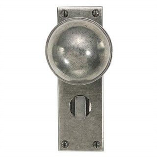 Beamish Pewter Door Knob on Bathroom Plate