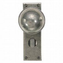 Beamish Pewter Door Knob on Bathroom Plate