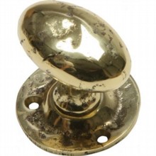 Oval Cast Brass Rim Knob on Round Rose