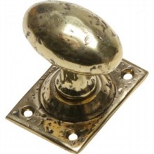 Cast Brass Oval Door Knob on Square Plate