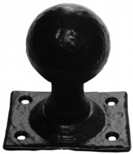 Antique Black Iron Ball Rim Knob on Square Plate