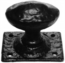 Antique Black Iron Oval Rim Knob on Square Plate