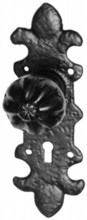 Decorative Antique Black Iron Door Knob on Plate