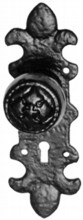 Decorative Antique Black Iron Door Knob on Plate
