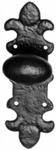 Oval Antique Black Iron Door Knob on Plate