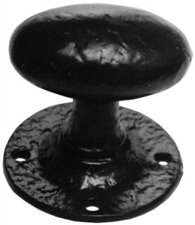Oval Antique Black Iron Rim Knob on Round Rose