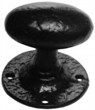 Oval Antique Black Iron Rim Knob on Round Rose