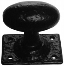 Oval Antique Black Iron Rim Knob on Square Rose