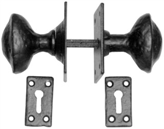 Antique Black Iron Door Knob on Square Plate