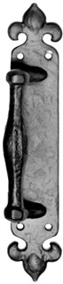 Antique Black Iron Pull Handle on Plate