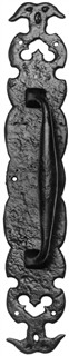 Antique Black Iron Pull Handle on Plate