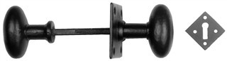 Antique Black Iron Door Knob on Square Plate