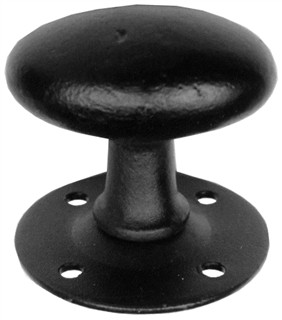 Plain Black Iron Oval Door Knob on Round Rose