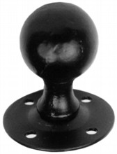 Antique Black Iron Ball Rim Knob on Round Rose