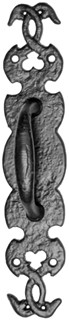 Antique Black Iron Pull Handle on Plate