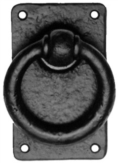 Antique Black Iron Gate Handle on Plate