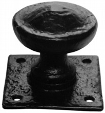 Antique Black Iron Rim Knob on Square Plate