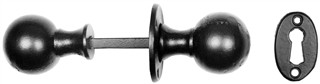 Plain Black Iron Ball Rim Knob on Round Rose