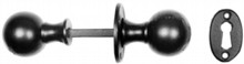 Plain Black Iron Ball Rim Knob on Round Rose