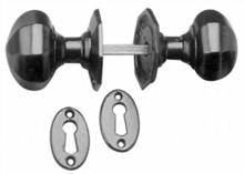 Octagon Black Iron Rim Knob on Octagonal Rose