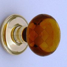 Amber Chequerboard Glass Door Knob