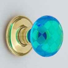 Bright Blue Chequerboard Glass Door Knob
