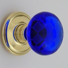 Cobalt Blue Chequerboard Glass Door Knob