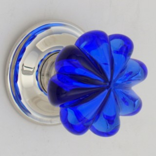 Cobalt Blue Daisy Glass Door Knob