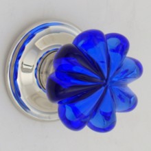 Cobalt Blue Daisy Glass Door Knob