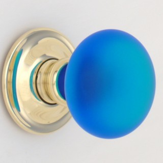 Bright Blue Frosted Smooth Glass Door Knob