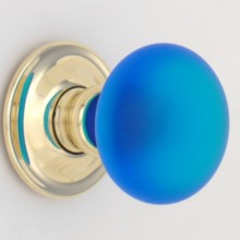 Bright Blue Frosted Smooth Glass Door Knob