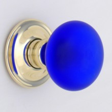 Cobalt Blue Frosted Smooth Glass Door Knob