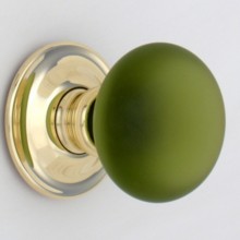 Green Frosted Smooth Glass Door Knob