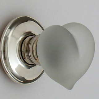 Clear Frosted Love Heart Glass Door Knob
