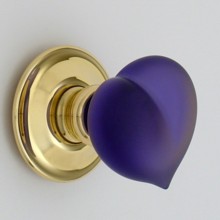 Purple Frosted Love Heart Glass Door Knob