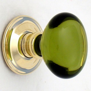 Green Oval Glass Door Knob