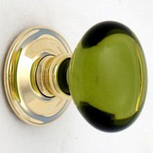Green Oval Glass Door Knob