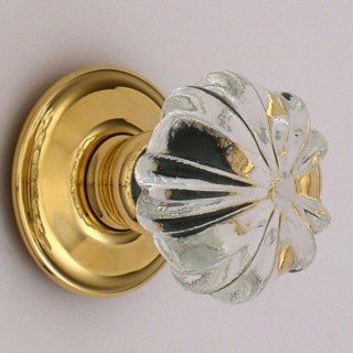 Clear Ribbed Glass Door Knob