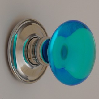 Bright Blue Smooth Glass Door Knob
