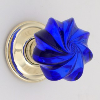 Cobalt Blue Whirl Glass Door Knob