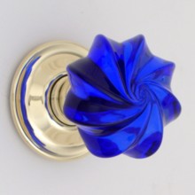 Cobalt Blue Whirl Glass Door Knob