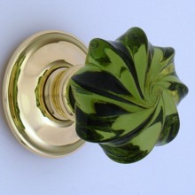 Green Whirl Glass Door Knob